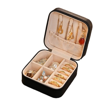 Δερμάτινο κουτί αποθήκευσης κοσμημάτων, συμπαγές και κομψό, πολυλειτουργικός οργανωτής για σκουλαρίκια, κολιέ και δαχτυλίδια