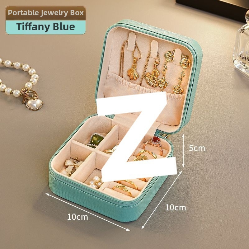 Δερμάτινο κουτί αποθήκευσης κοσμημάτων, συμπαγές και κομψό, πολυλειτουργικός οργανωτής για σκουλαρίκια, κολιέ και δαχτυλίδια