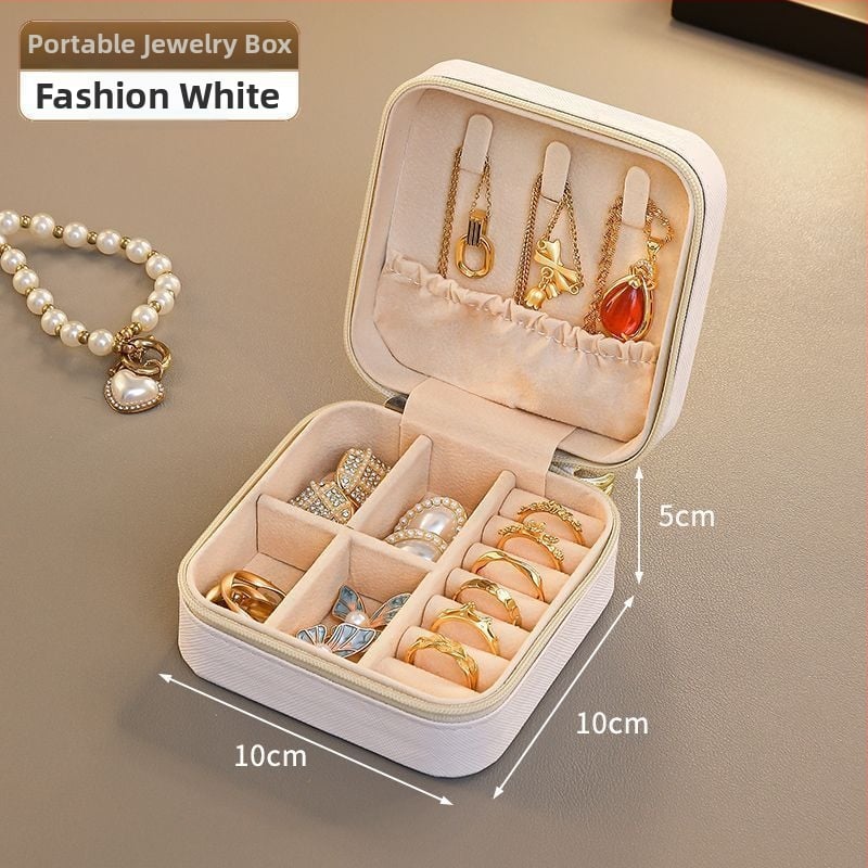 Δερμάτινο κουτί αποθήκευσης κοσμημάτων, συμπαγές και κομψό, πολυλειτουργικός οργανωτής για σκουλαρίκια, κολιέ και δαχτυλίδια