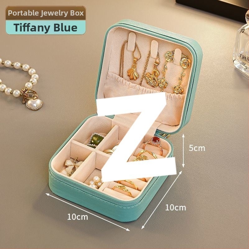Δερμάτινο κουτί αποθήκευσης κοσμημάτων, συμπαγές και κομψό, πολυλειτουργικός οργανωτής για σκουλαρίκια, κολιέ και δαχτυλίδια