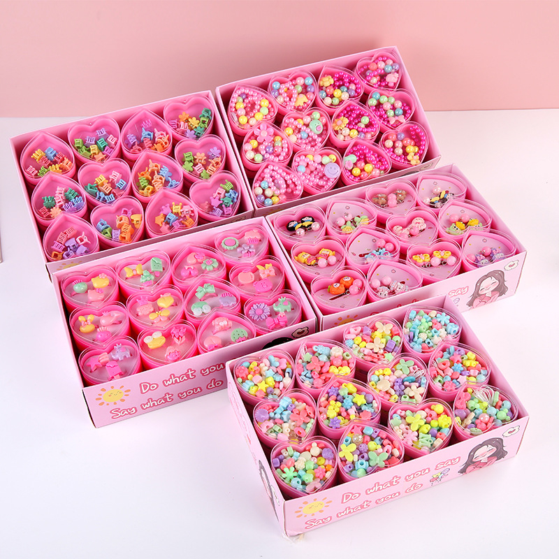 Σετ παιδικού κολιέ με καρδιά από ρητίνη; Σειρά Πριγκίπισσα; χειροποίητο; αλυσίδα με σφαίρες; 11 cm επέκταση