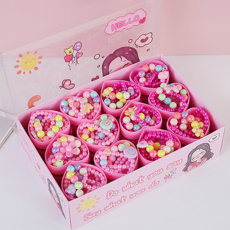 Σετ παιδικού κολιέ με καρδιά από ρητίνη; Σειρά Πριγκίπισσα; χειροποίητο; αλυσίδα με σφαίρες; 11 cm επέκταση