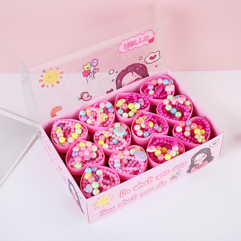 Σετ παιδικού κολιέ με καρδιά από ρητίνη; Σειρά Πριγκίπισσα; χειροποίητο; αλυσίδα με σφαίρες; 11 cm επέκταση