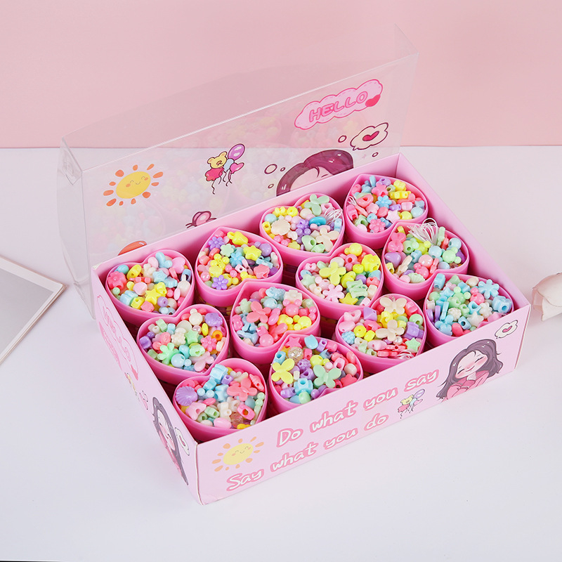 Σετ παιδικού κολιέ με καρδιά από ρητίνη; Σειρά Πριγκίπισσα; χειροποίητο; αλυσίδα με σφαίρες; 11 cm επέκταση