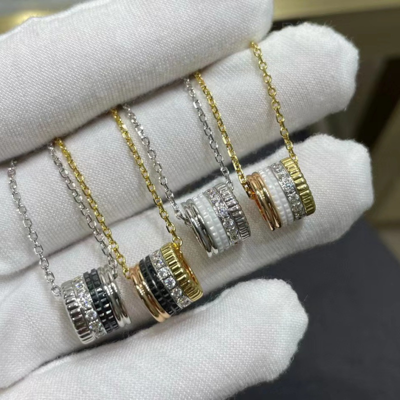 Baojialong zlatno-platinasta ogrlica sa Swarovski kristalima, geometrijski O-lanac, Seiko završna obrada, unisex
