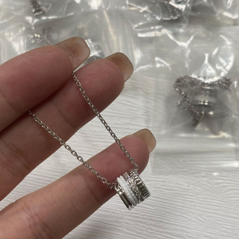 Baojialong zlatno-platinasta ogrlica sa Swarovski kristalima, geometrijski O-lanac, Seiko završna obrada, unisex