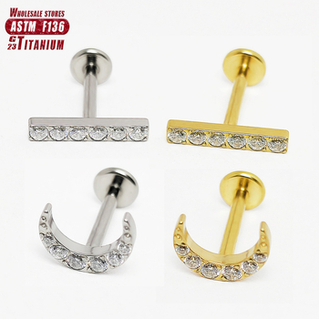 Titāna sakausējuma lūpu un ausu pirsingi, ģeometrijiska forma, cirkona kristāls, unisex stils
