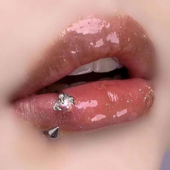 Lūpu gredzens - Drakona naga konuss, Opāls, Titāna tērauds, Unisex, Geometrisks stils, Pulēta virsma