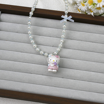 KT Cat laste 3D kaelakee, käsitöö, pallist kett, plastik/resiin, akrüül helmmed, KT Cat sari