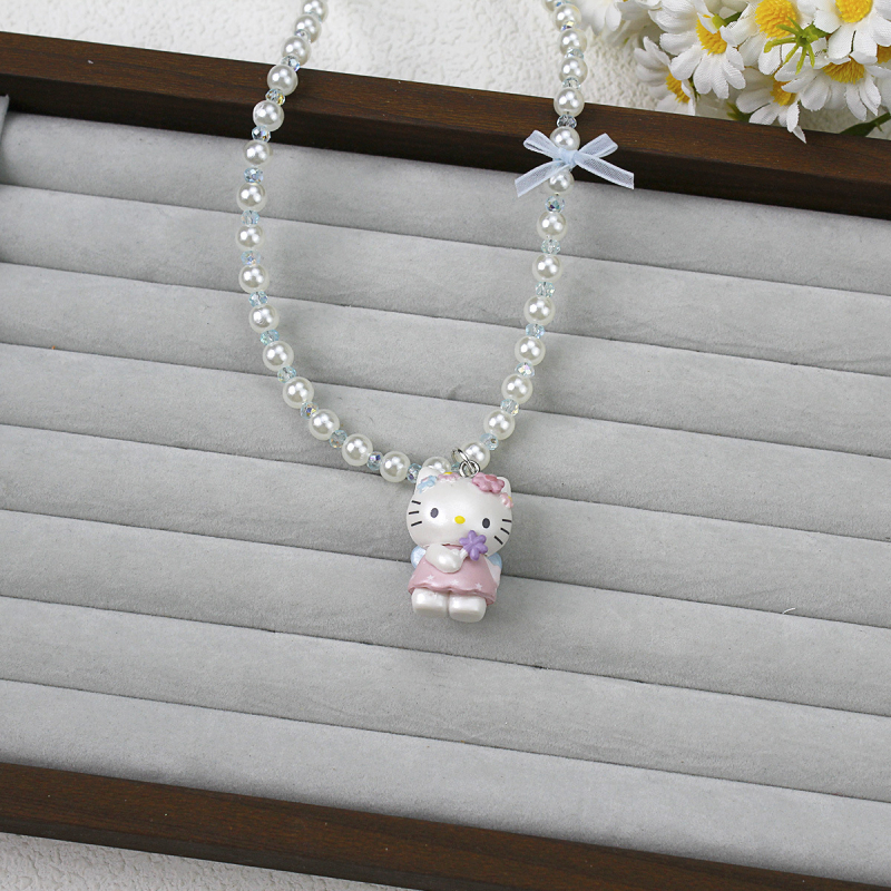 KT Cat laste 3D kaelakee, käsitöö, pallist kett, plastik/resiin, akrüül helmmed, KT Cat sari