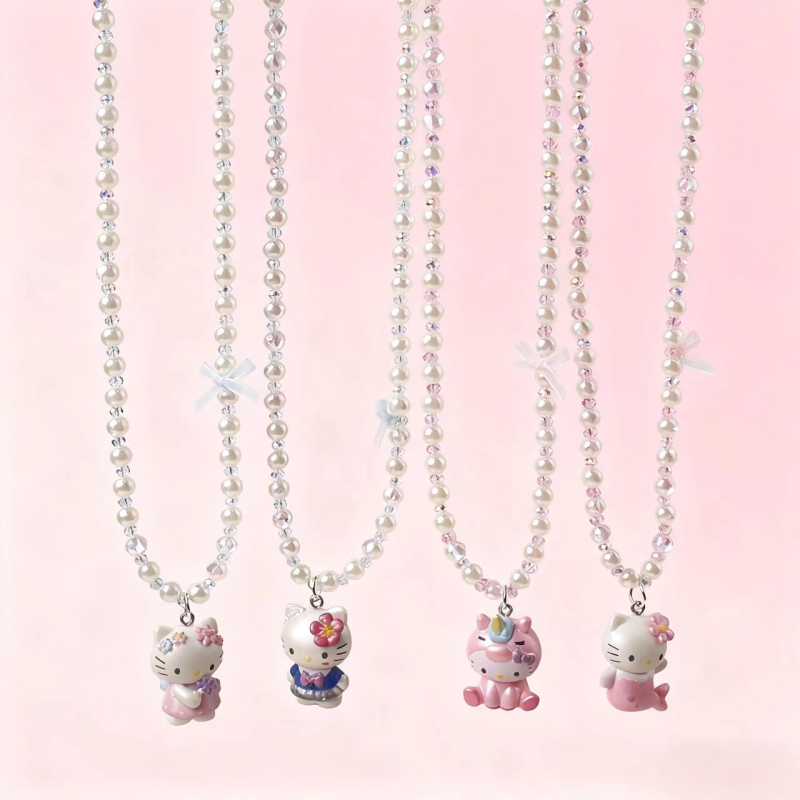 KT Cat laste 3D kaelakee, käsitöö, pallist kett, plastik/resiin, akrüül helmmed, KT Cat sari