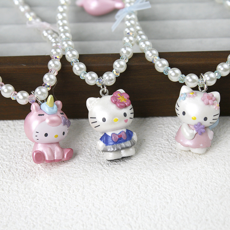 KT Cat laste 3D kaelakee, käsitöö, pallist kett, plastik/resiin, akrüül helmmed, KT Cat sari