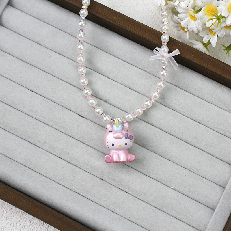 KT Cat laste 3D kaelakee, käsitöö, pallist kett, plastik/resiin, akrüül helmmed, KT Cat sari