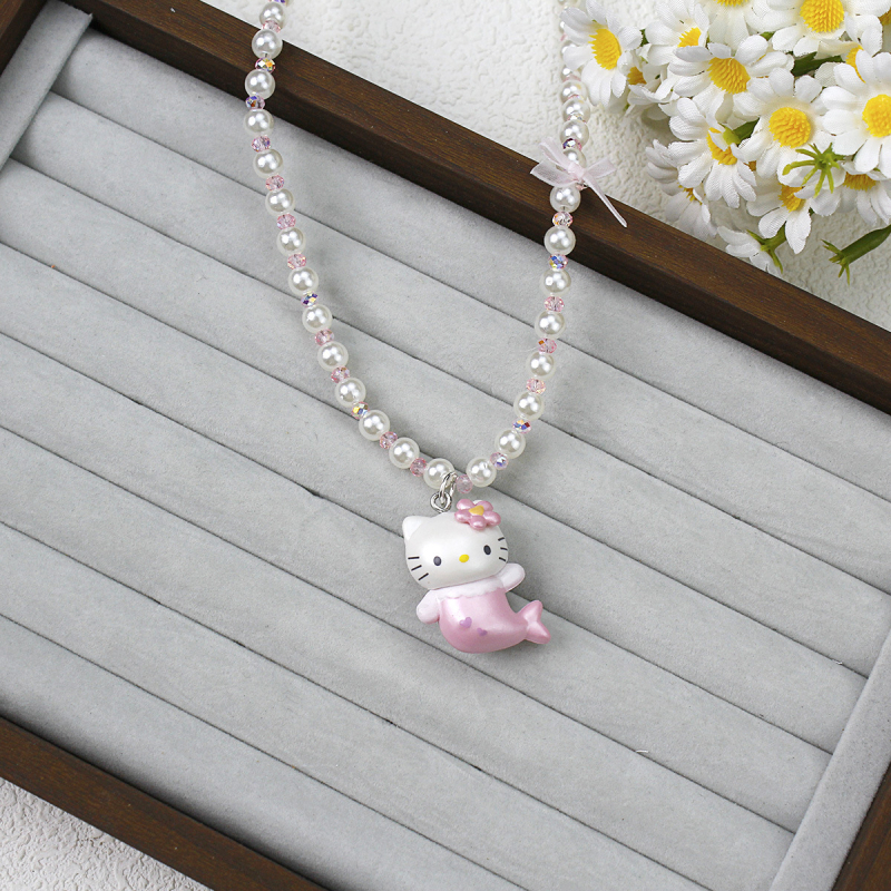 KT Cat laste 3D kaelakee, käsitöö, pallist kett, plastik/resiin, akrüül helmmed, KT Cat sari