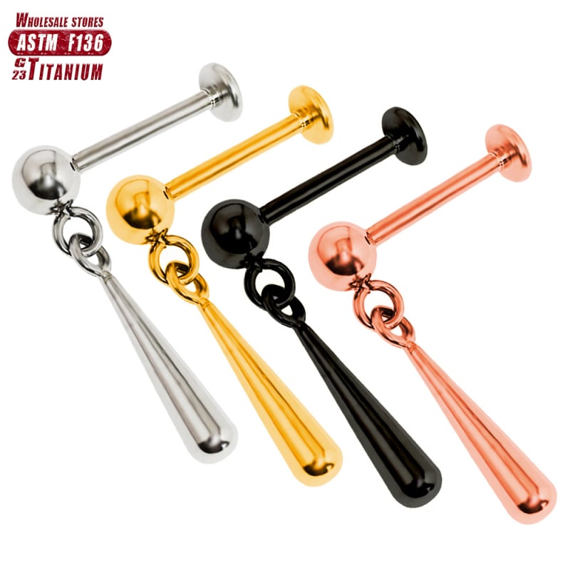 Piercing na pery a uši s vnútornou spirálou príveskom, titanová zliatina, elektroplating, geometrický dizajn