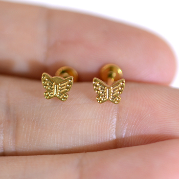 Лип стъд с пеперуден дизайн, G23 титан, Скулптурна обработка, Lip Ear, Персонализация