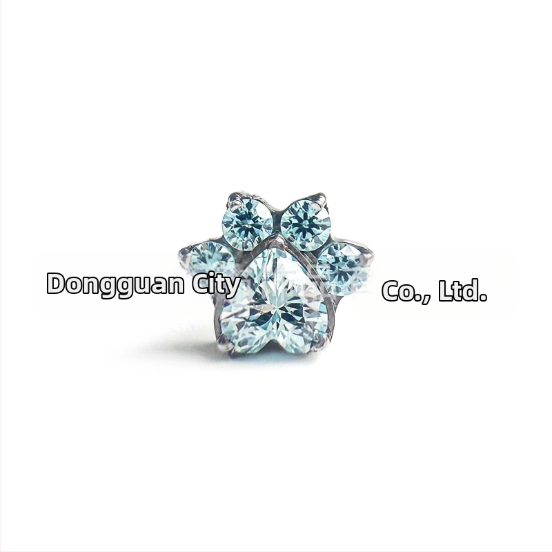 Titāna G23 saka ar pilniem dižmetiem sirds formas kaķa ķepas dizains, ar cirkoniem, universāls ģeometrisks dizains