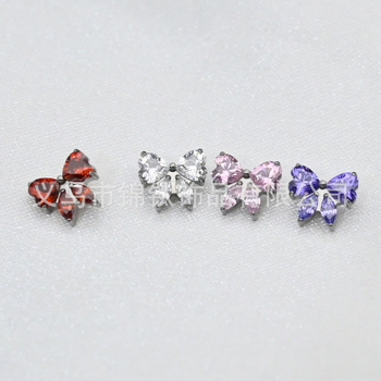 Овеци за устни с циркон, Ф136 титаниева сплав, дизайн сърце и панделка, микро настройване, унисекс INS стил