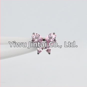 Овеци за устни с циркон, Ф136 титаниева сплав, дизайн сърце и панделка, микро настройване, унисекс INS стил