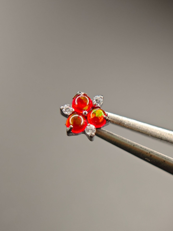 Обеците от титанова сплав, насекомоподобна форма, опалов кристал, унисекс, винтидж стил, полирана обработка