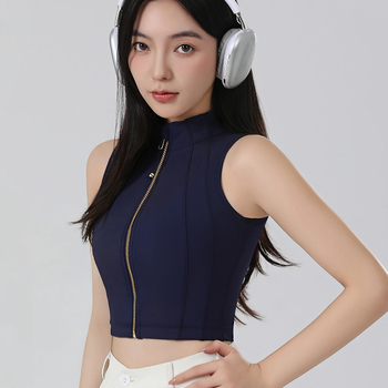 Sportinė liemenėlė su priekinio užtrauktuko, fiksuoti puodeliai, integruotas viršus, krūties pagalvėlė, nailonas/spandeksas 75/25