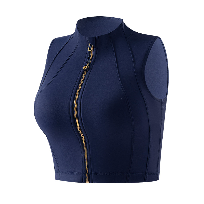 Sportinė liemenėlė su priekinio užtrauktuko, fiksuoti puodeliai, integruotas viršus, krūties pagalvėlė, nailonas/spandeksas 75/25