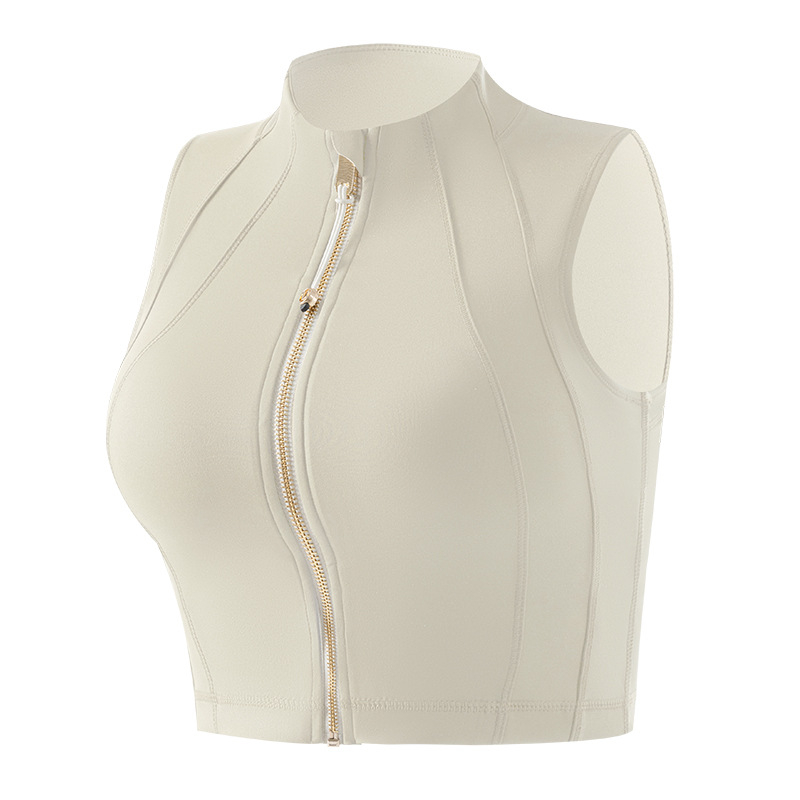 Sportinė liemenėlė su priekinio užtrauktuko, fiksuoti puodeliai, integruotas viršus, krūties pagalvėlė, nailonas/spandeksas 75/25