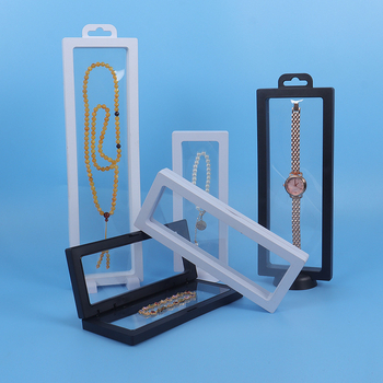 Pikk plastist hoiukarp ja eksponeerimise kasti helmeste ja kellade jaoks tolmukindla tihendusega (injektsiooni vormimine, ultraheli töötlemine; pakkimine shrink wrap; üldine pakkimine)