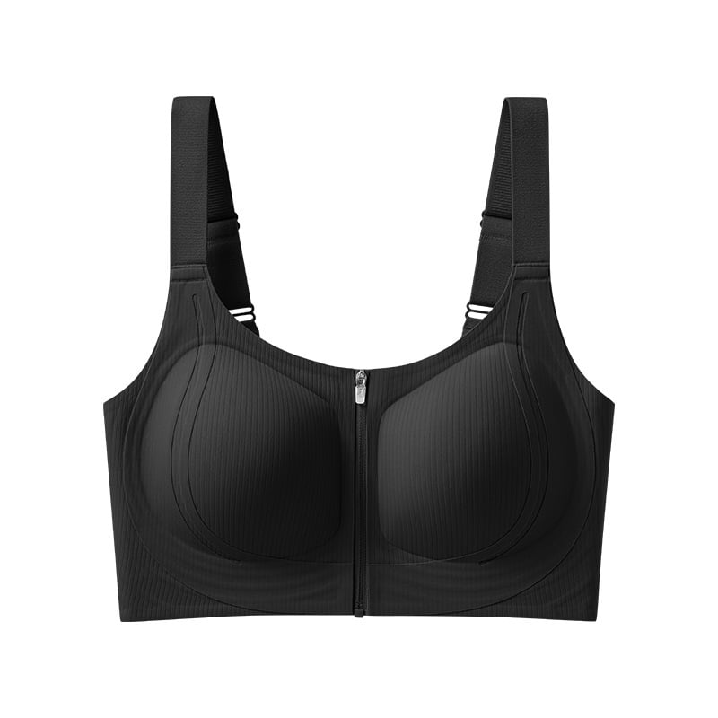 Plus-size seamless sportski grudnjak bez žice, s prednjim zatvaračem, podrška za podizanje i bočne konture, polu-fiksne košarice