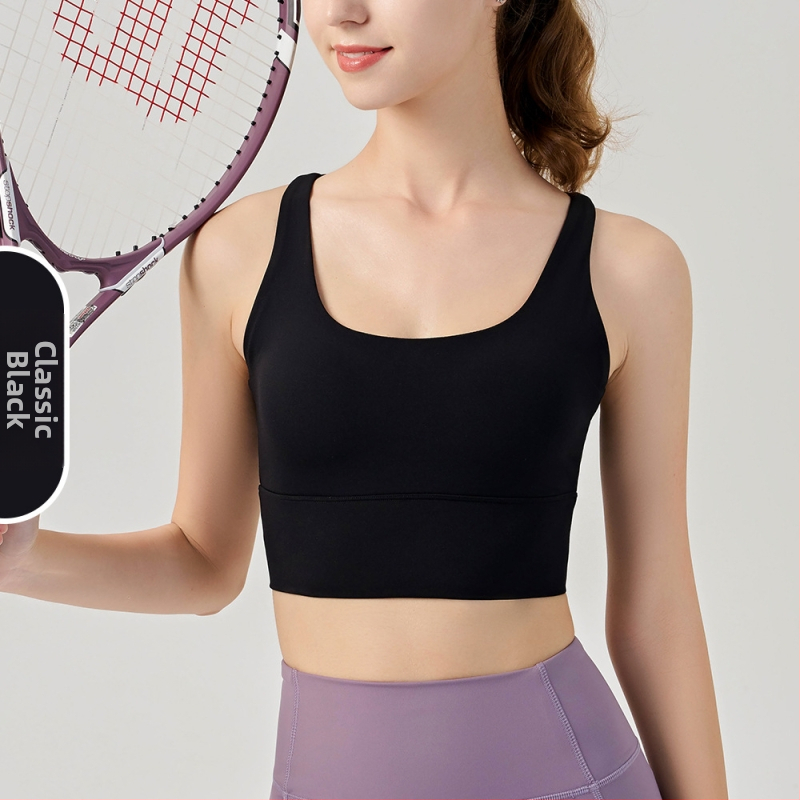 Moterų jogos ir pilates sportinė liemenėlė su krūties pagalvėlėmis, drėgmę šalinantis audinys, nailonas 75%/spandeksas 25%, siauras kirpimas, liemens ilgis, rudens leidimas 2025