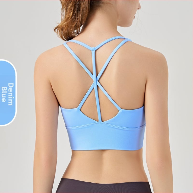 Moterų jogos ir pilates sportinė liemenėlė su krūties pagalvėlėmis, drėgmę šalinantis audinys, nailonas 75%/spandeksas 25%, siauras kirpimas, liemens ilgis, rudens leidimas 2025