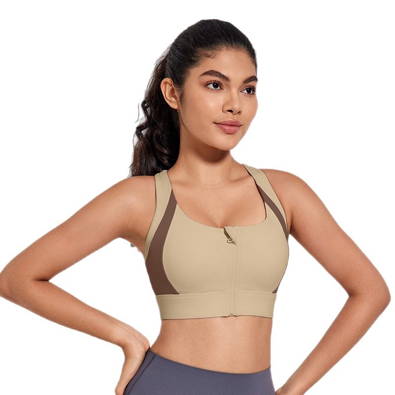 Yujia sportski grudnjak s prednjim zatvaračem, jedinstven dizajn za visok udar pri trčanju i yogi, košarice 3/4 s srednje oblikovanim košaricama, Nylon/Spandex 75/25