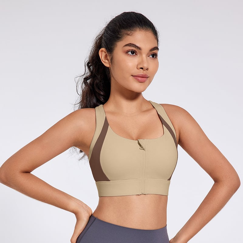 Yujia sportski grudnjak s prednjim zatvaračem, jedinstven dizajn za visok udar pri trčanju i yogi, košarice 3/4 s srednje oblikovanim košaricama, Nylon/Spandex 75/25