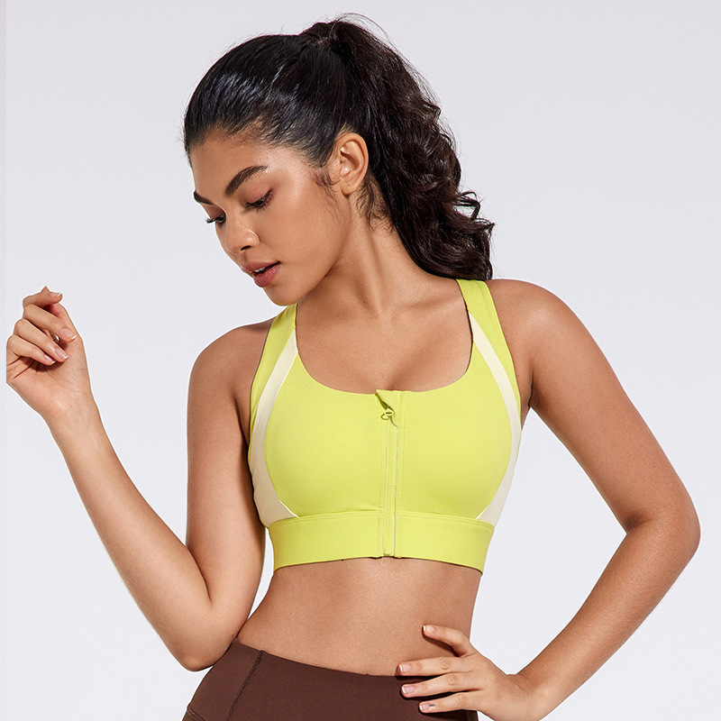 Yujia sportski grudnjak s prednjim zatvaračem, jedinstven dizajn za visok udar pri trčanju i yogi, košarice 3/4 s srednje oblikovanim košaricama, Nylon/Spandex 75/25
