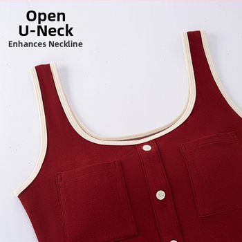 Be rankovių jogos viršūnė su U kaklo iškirpte, Slim-fit, kvėpuojantis viskozės mišinys (92% viskozė, 8% spandeks)