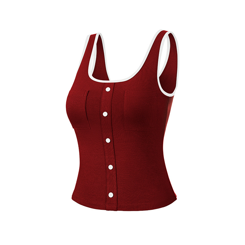 Be rankovių jogos viršūnė su U kaklo iškirpte, Slim-fit, kvėpuojantis viskozės mišinys (92% viskozė, 8% spandeks)