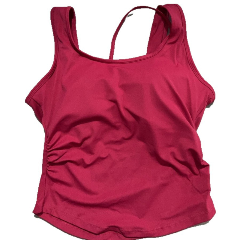 Moterų jogos liemenė su įmontuotu liemenėliu - siaura kirpimas, kvėpuojantis nailonas, klubų ilgio