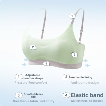 Vest-stílusú sport melltartó 15 évesnél idősebb lányoknak; Ice Silk anyag; fő anyag: nylon, bélés: nylon; teljes kosár vékony formázott kosár (pamut); rögzített kettős vállpántok