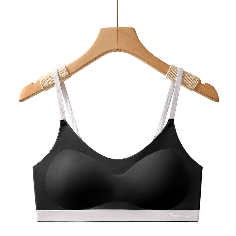 Vest-stílusú sport melltartó 15 évesnél idősebb lányoknak; Ice Silk anyag; fő anyag: nylon, bélés: nylon; teljes kosár vékony formázott kosár (pamut); rögzített kettős vállpántok