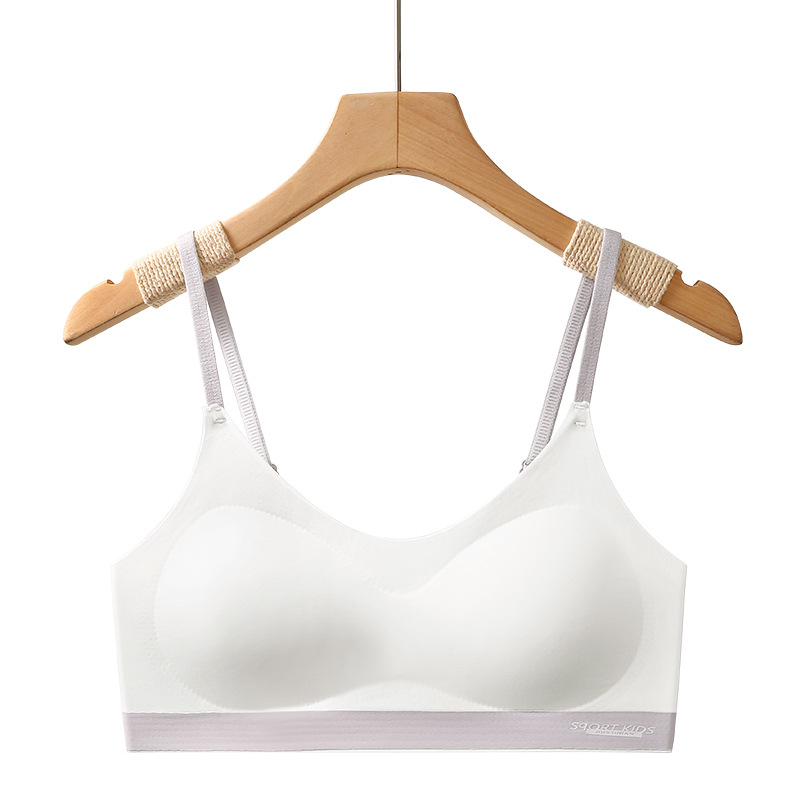 Vest-stílusú sport melltartó 15 évesnél idősebb lányoknak; Ice Silk anyag; fő anyag: nylon, bélés: nylon; teljes kosár vékony formázott kosár (pamut); rögzített kettős vállpántok