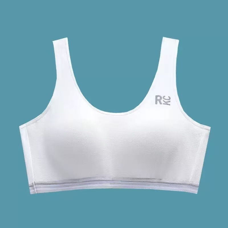 Pamut vest-stílusú sportmelltartó lányoknak 12–15 éveseknek, ultra vékony formázott kosár, légáteresztő anyag, izzadság-elvezető, rögzített vállpántok