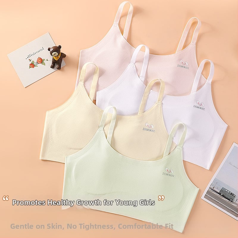 Fejlődő lányoknak készült varrat nélküli sportmelltartó, tubus felsőrésszel, habos, formázott kosárkákkal, merevítés nélkül, rögzített dupla vállpántok, hátformázó dizájn, Ice Silk anyagból
