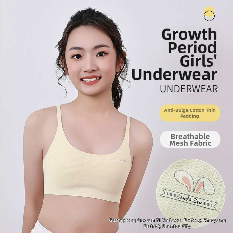 Fejlődő lányoknak készült varrat nélküli sportmelltartó, tubus felsőrésszel, habos, formázott kosárkákkal, merevítés nélkül, rögzített dupla vállpántok, hátformázó dizájn, Ice Silk anyagból