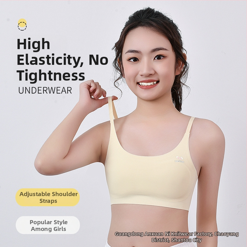 Fejlődő lányoknak készült varrat nélküli sportmelltartó, tubus felsőrésszel, habos, formázott kosárkákkal, merevítés nélkül, rögzített dupla vállpántok, hátformázó dizájn, Ice Silk anyagból