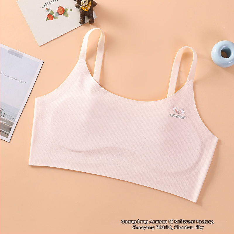 Fejlődő lányoknak készült varrat nélküli sportmelltartó, tubus felsőrésszel, habos, formázott kosárkákkal, merevítés nélkül, rögzített dupla vállpántok, hátformázó dizájn, Ice Silk anyagból