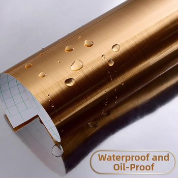 Isekleepuv PVC-folie metallilise harjatud tekstuuriga külmikutele, lifttidele, köögipindadele ja kappide renoveerimiseks (veekindel, õli- ja mustusekindlus)