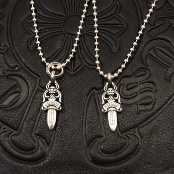 Unisex ogrlica s mačem, metalni lančić s kuglicama, duljina 51–60 cm, hip-hop stil.