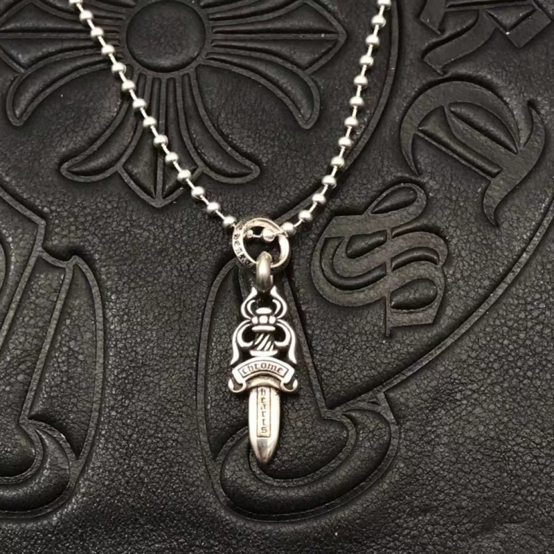 Unisex ogrlica s mačem, metalni lančić s kuglicama, duljina 51–60 cm, hip-hop stil.