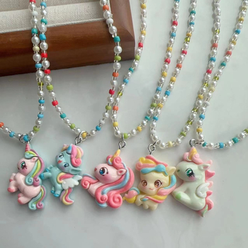 Kézzel készített vegyes anyagú medálos nyaklánc golyólánccal nőknek, koreai stílus, friss és édes, ősz 2025 kiadás