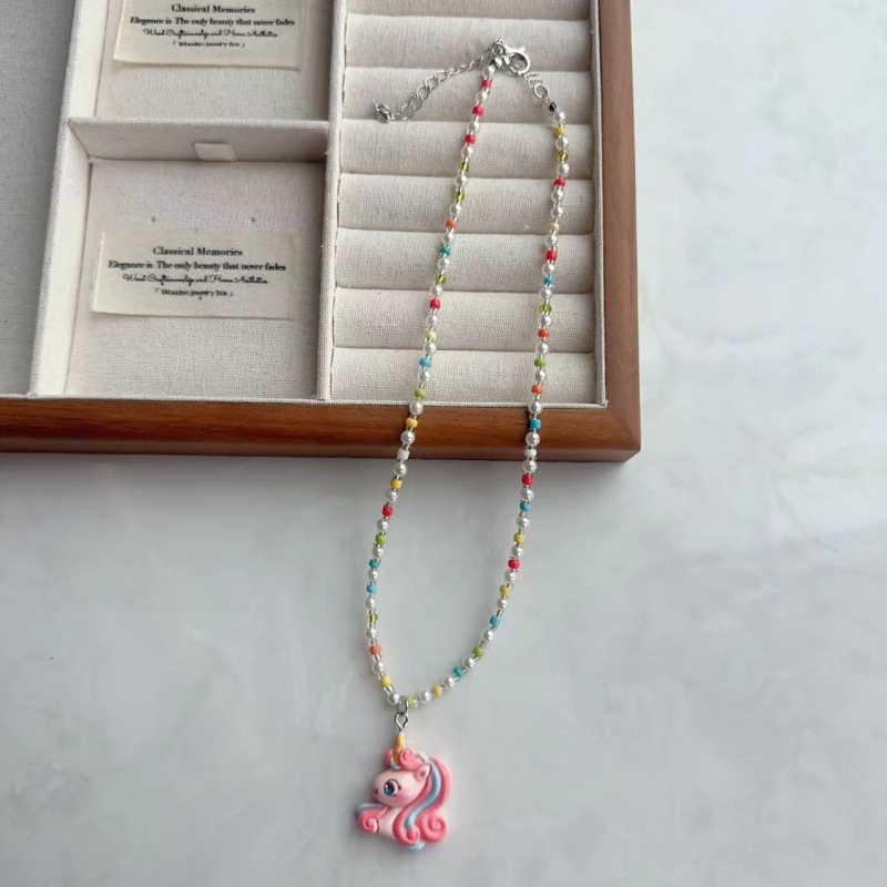 Kézzel készített vegyes anyagú medálos nyaklánc golyólánccal nőknek, koreai stílus, friss és édes, ősz 2025 kiadás